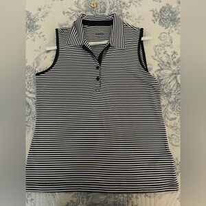 EP Tour Tech Black and White Striped Golf Top  - Size M - EUC.
